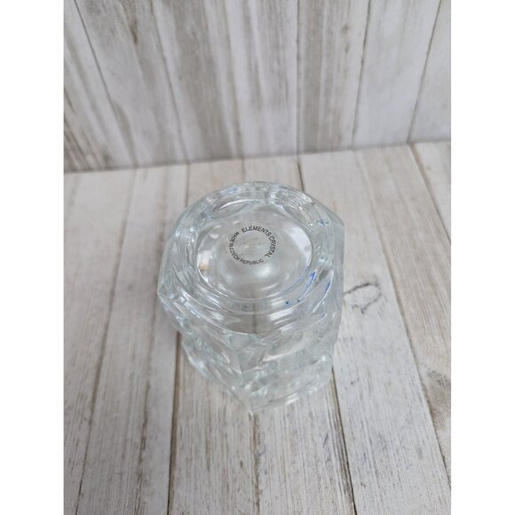 Elements Crystal Art Glass Candle Vase Czech Republic Cubist Style 4 1/2” Heavy - Picture 4 of 4